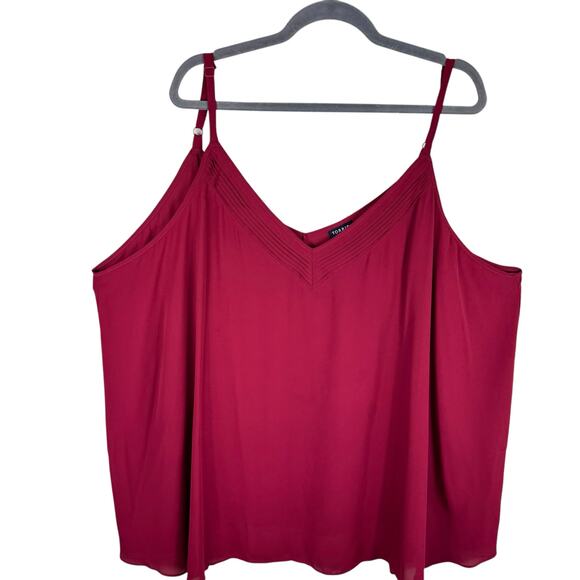Torrid Red V-Neck Adjustable Spaghetti Strap Sheer Chiffon Tank Blouse Sz 5X - Picture 1 of 7